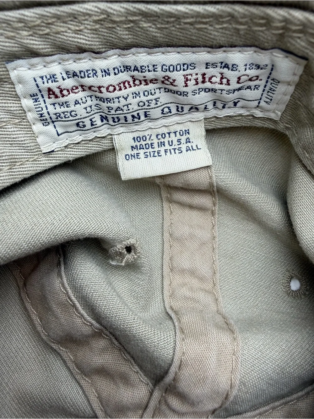 Vintage Abercrombie & Fitch A&F Hat Made USA Leather Strapback Cotton